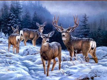  deer Painting - broken silence mule deer